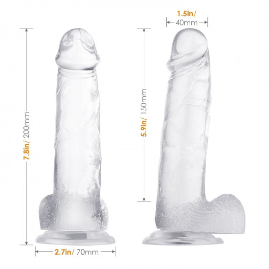 8 inch realistic ballsy dildo in crystal clear