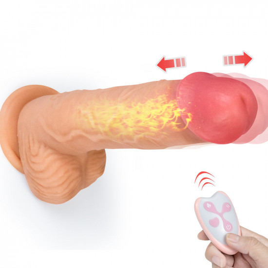8.46in thrusting realistic dildo vibrator  with 7 telescopic modes heating