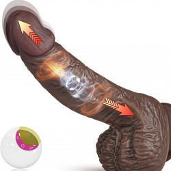 crazed thrusting and rotating vibrating suction-cup dildo - chocolate