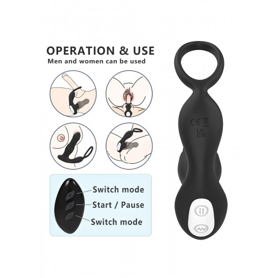 pm5 7 modes vibrating thrusting prostate perineum penis stimulation anal plug