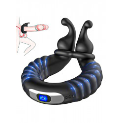 pr13 adjustable 10 frequency vibration cock ring waterproof couple sex toy