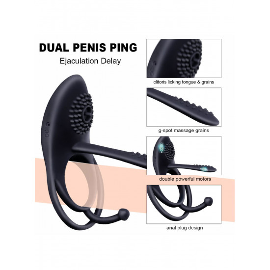 pr16 3 in 1 cock ring g-spot clitoris anal stimulation couple sex toy