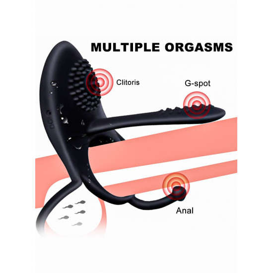 pr16 3 in 1 cock ring g-spot clitoris anal stimulation couple sex toy