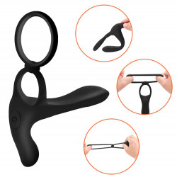 pr19 3 in 1 cock ring 20 modes penis g-spot clitoris vibration sex toys