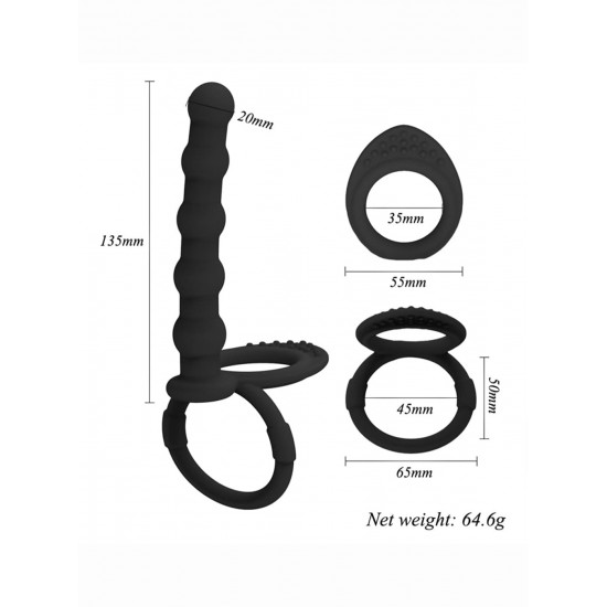 pr20 2 in 1 penis ring delay ejaculation strap-on dildo couple sex toy
