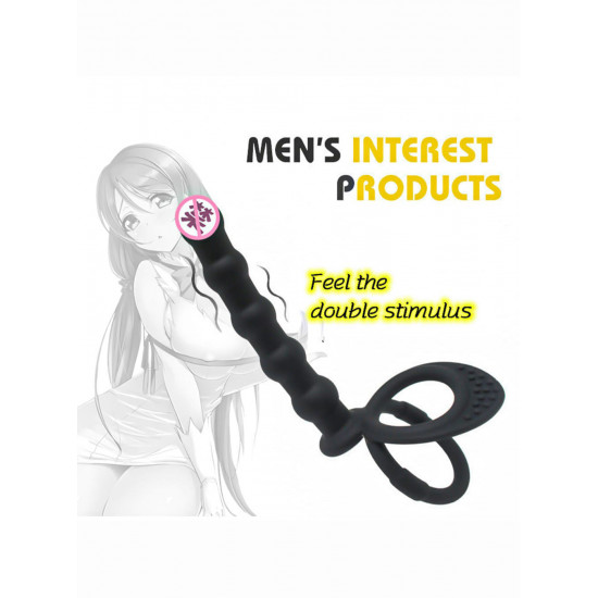 pr20 2 in 1 penis ring delay ejaculation strap-on dildo couple sex toy