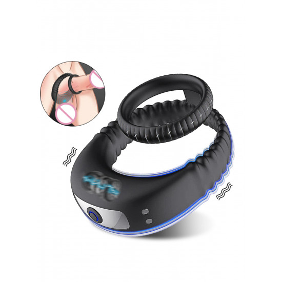 pr2 7 frequency vibration dual limitation silicone penis ring waterproof